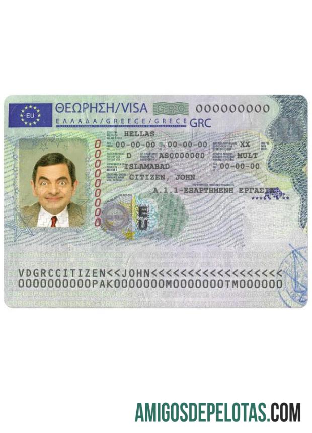 Visto de trabalho na Grécia modelo